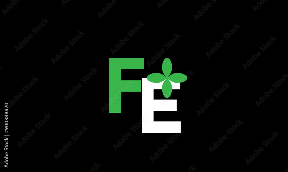 Fototapeta premium FE Leaf Logo Initial Green Nature