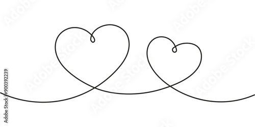 one line Heart hand drawn