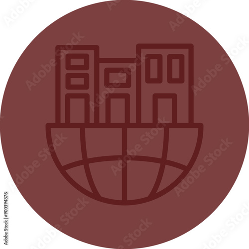 Urban Sprawl Vector Line Maroon Circle Maroon