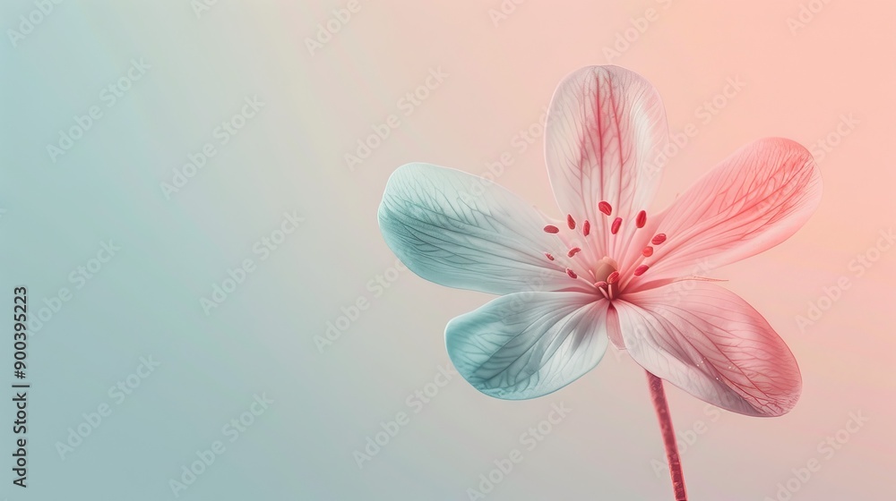 Obraz premium Floral beauty pastel dream. A breathtaking blossom on a soft color gradient, capturing the essence of tenderness and grace. Perfect for designs that evoke emotions.