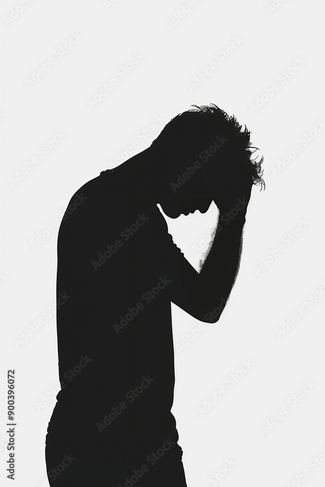 Man Sad Silhouette, Vector, White Background minimalistic
Man Sad Silhouette, Vector, White Background minimalistic
