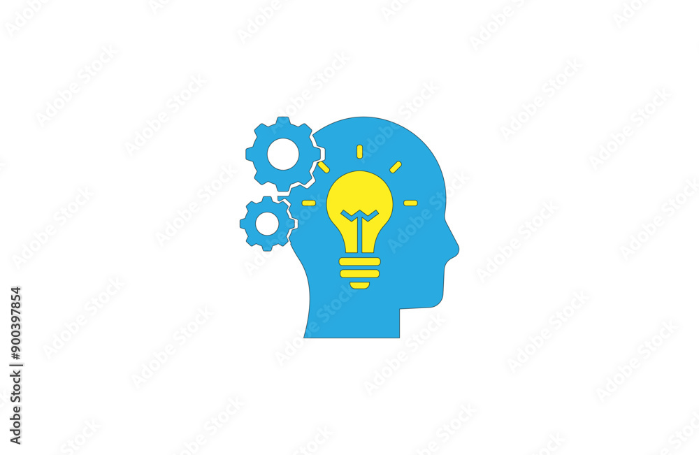 Vector illustration of head with mechanism and lamp inside Vector illustration of head with mechanism and lamp inside