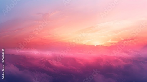 Pink and Orange Sky with Clouds.