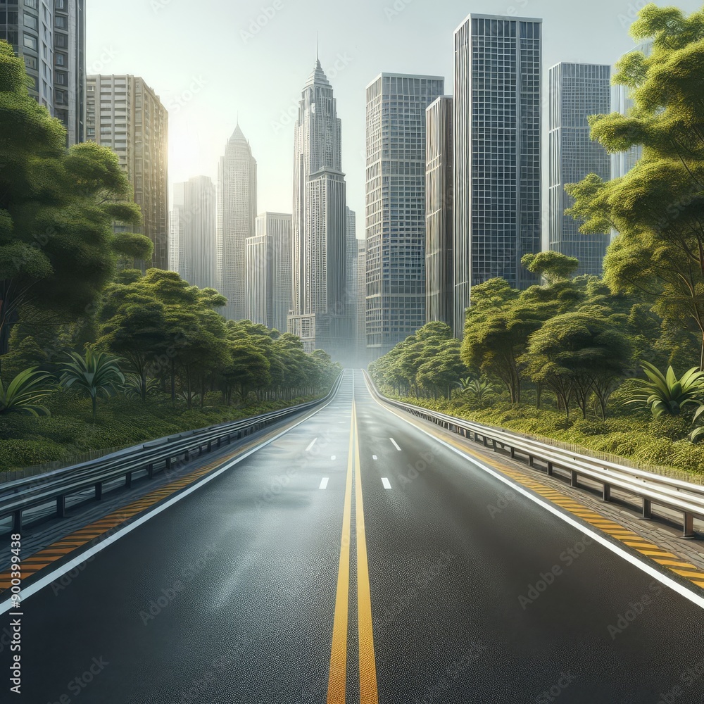Fototapeta premium road or path leading forward Hyperrealistic Highly Detailed Isolated On Transparent Background