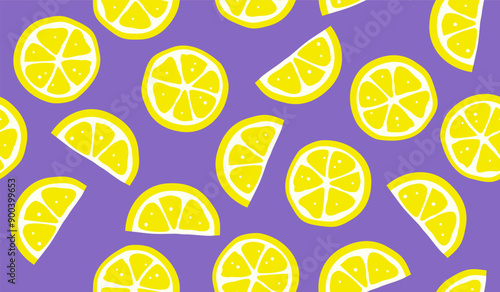 Cute lemon fruits pattern background vector design
