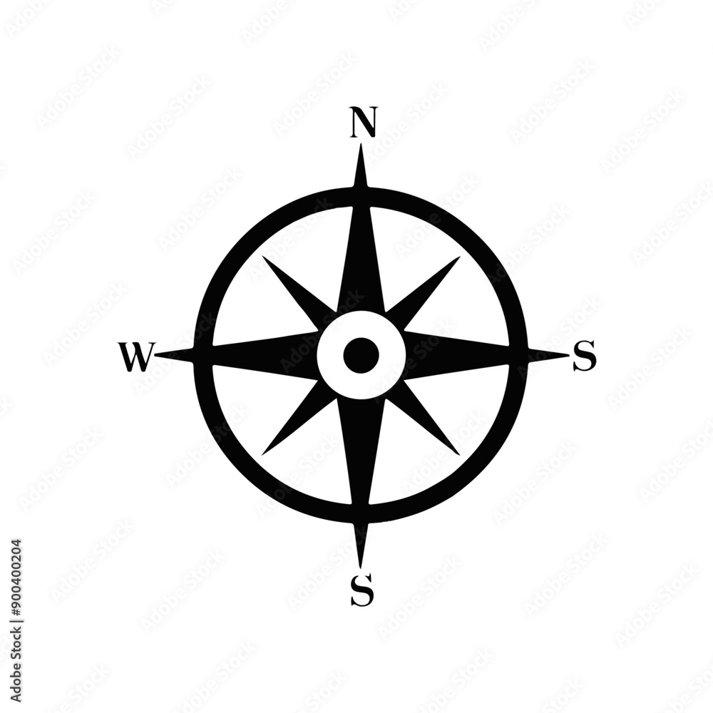 Minimalist Compass Silhouette Logo Illustration Minimalist Compass Silhouette Logo Illustration