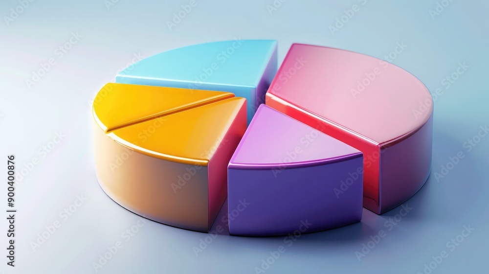 Obraz premium 3D pie chart with interactive segments, highlighting business market share analysis