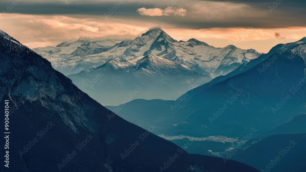 Idyllic Mountainous Terrain at Sunset