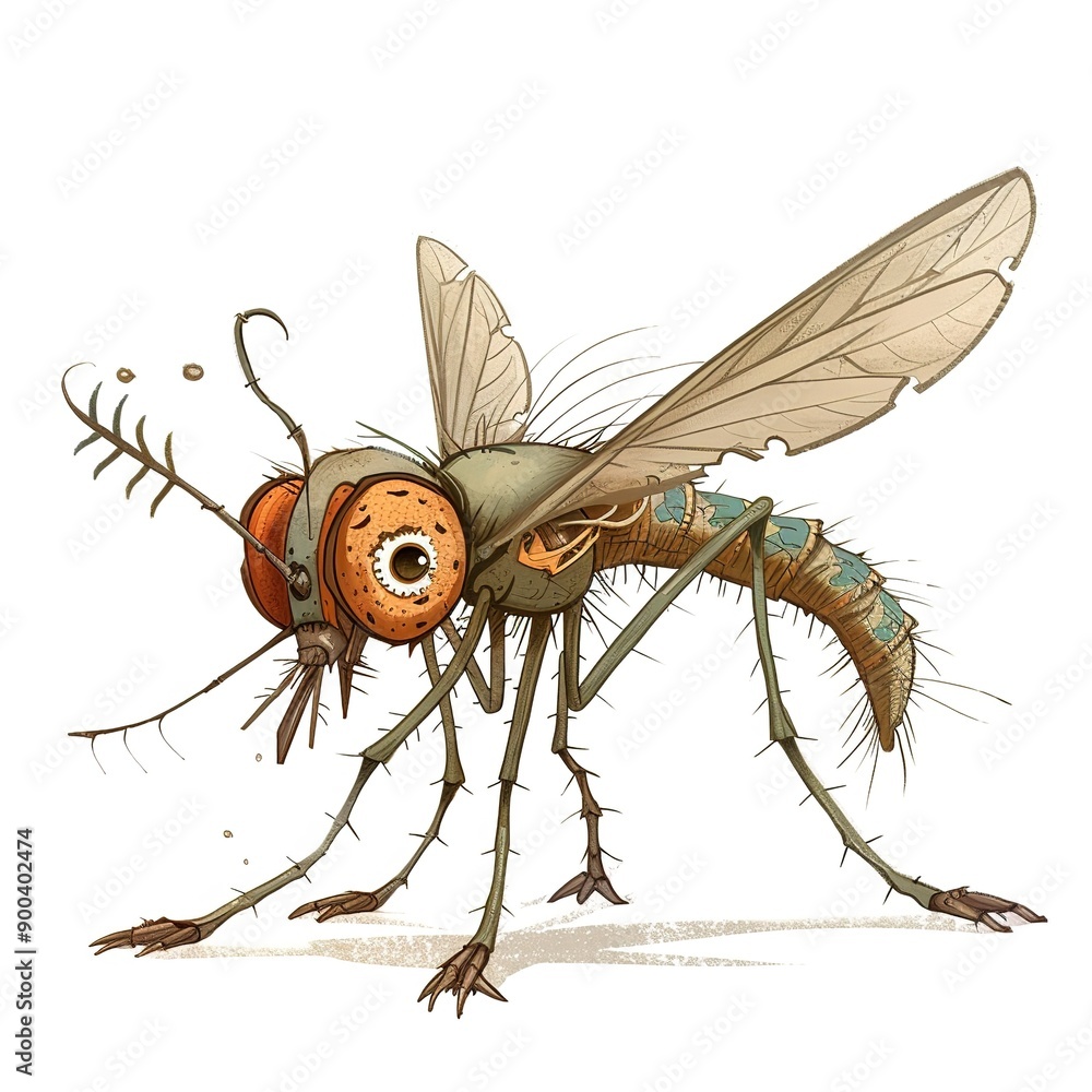 Obraz premium Mosquito Vintage Revival animal fashion cartoon isolated whitebackground 16:9