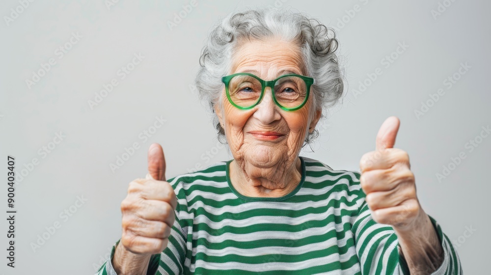 The elderly woman smiling happily The elderly woman smiling happily