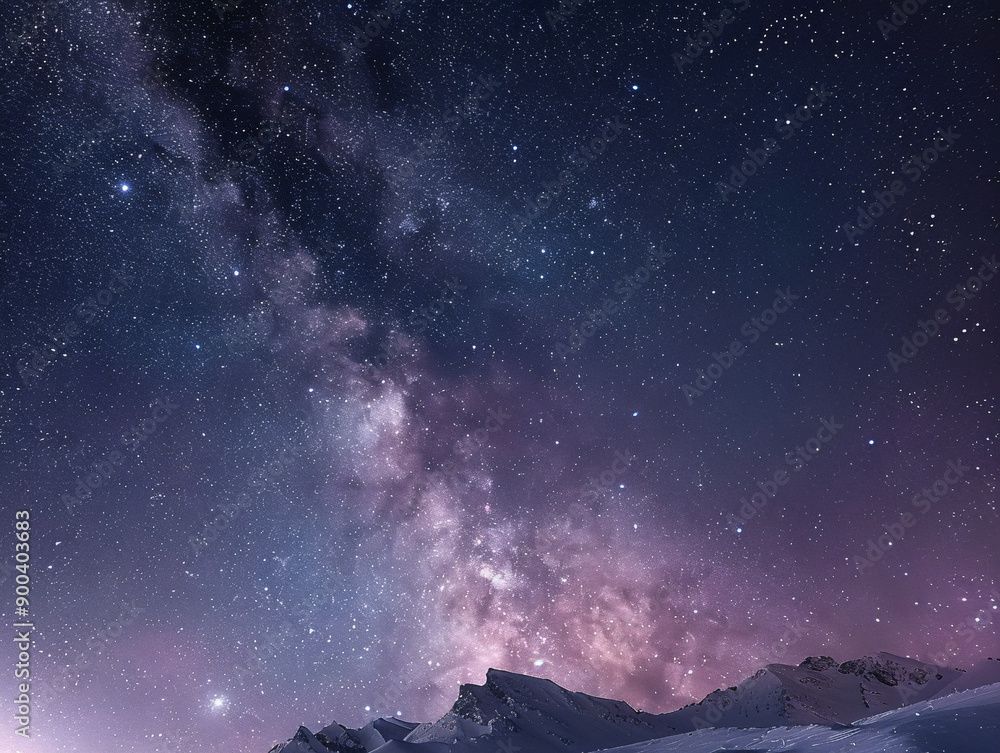 Starry sky distant view of the milky sky a snowy mountain backdrop. Starry sky distant view of the milky sky a snowy mountain backdrop.