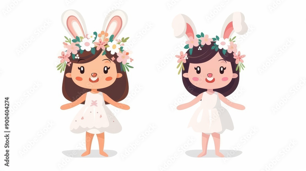 A charming ballerina adorned with flowers, holding a baby bunny, embodies youth and whimsy in this delightful scene. A charming ballerina adorned with flowers, holding a baby bunny, embodies youth and whimsy in this delightful scene.