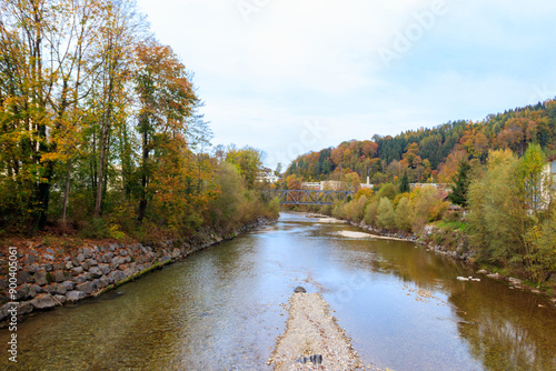 Scenic autumn view of the Aare river in Switzerland photo