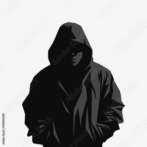 Hooded man logo. Vector mascot design