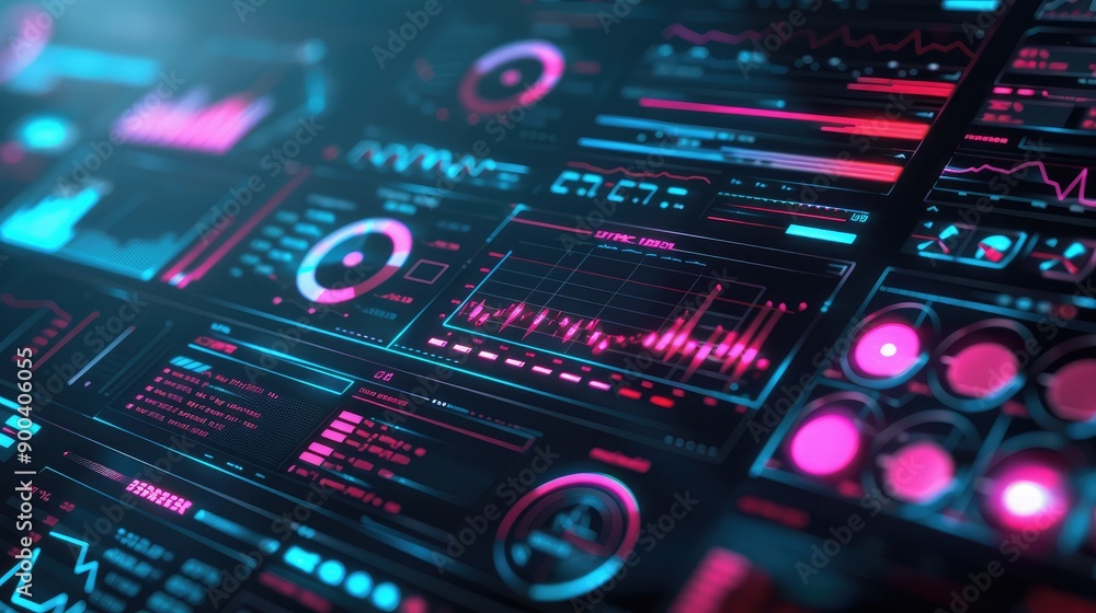business dashboard with real-time data, representing business monitoring.