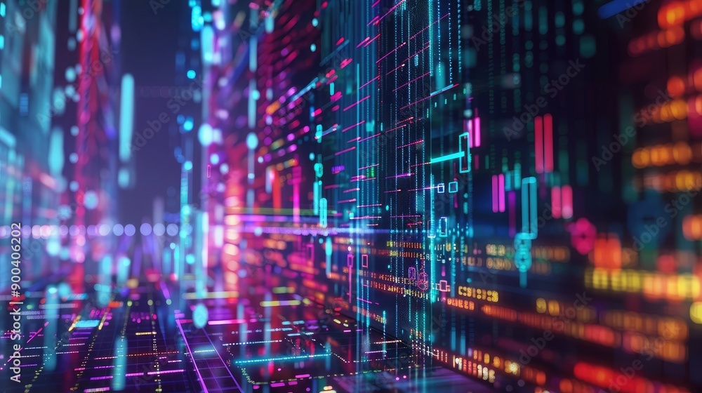 custom made wallpaper toronto digitalFuturistic 3D financial background with holographic elements, symbolizing digital finance.