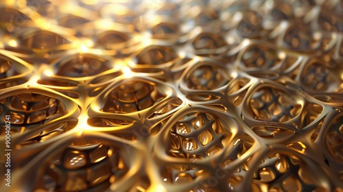 3D golden lattice designs forming an intricate and elegant background.