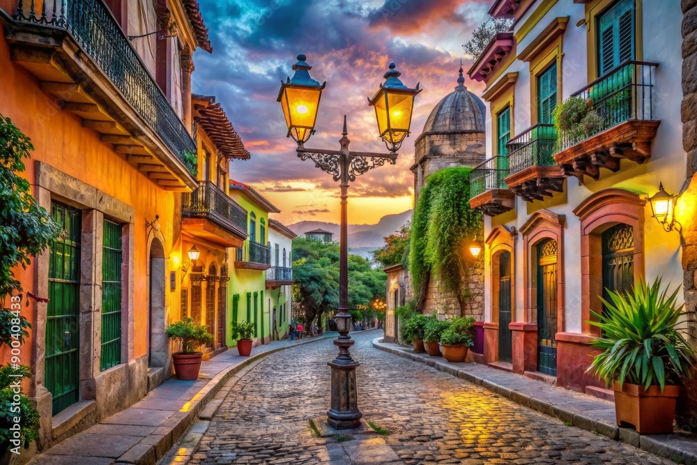 Vibrant cityscape with ancient architecture, worn cobblestone streets, and vintage lamp posts, inviting travelers to discover hidden gems and create unforgettable memories.