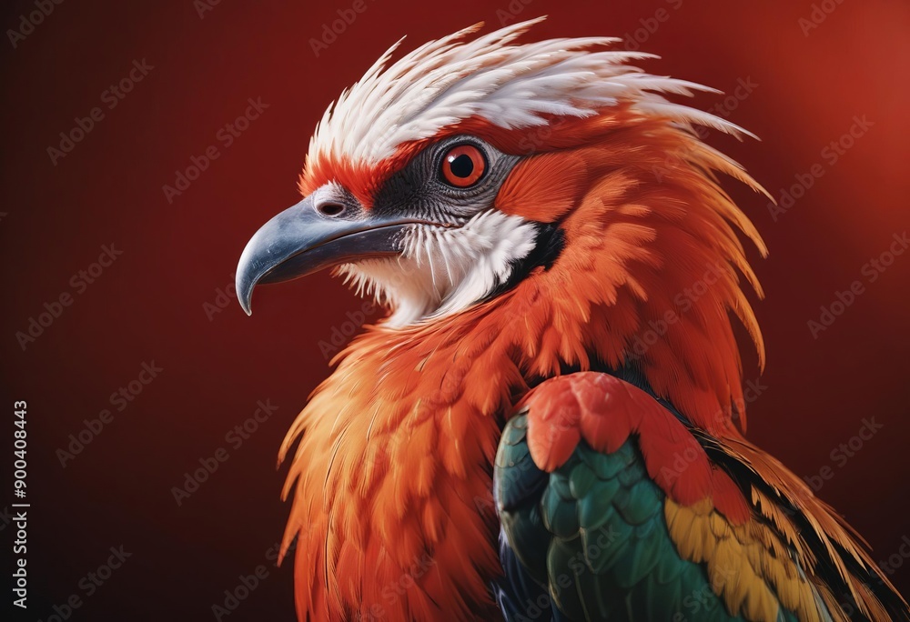 A close up of Bird. metallic and colorful decoration in the back A close up of Bird. metallic and colorful decoration in the back
