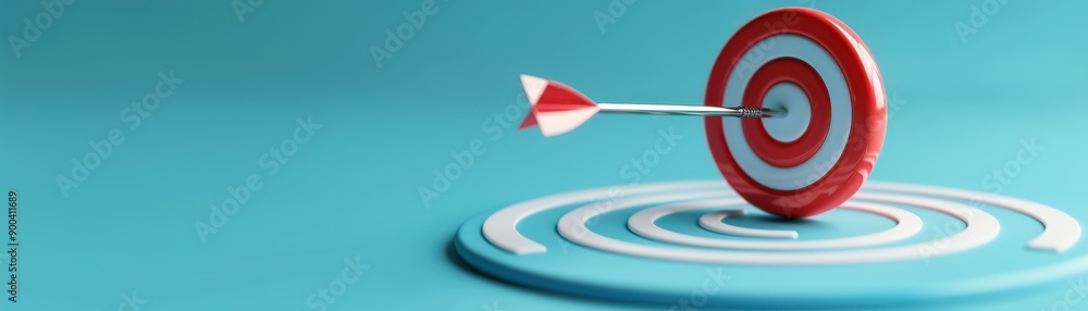 A striking target with an arrow hitting the center, representing focus, achievement, and precision in goals. A striking target with an arrow hitting the center, representing focus, achievement, and precision in goals.