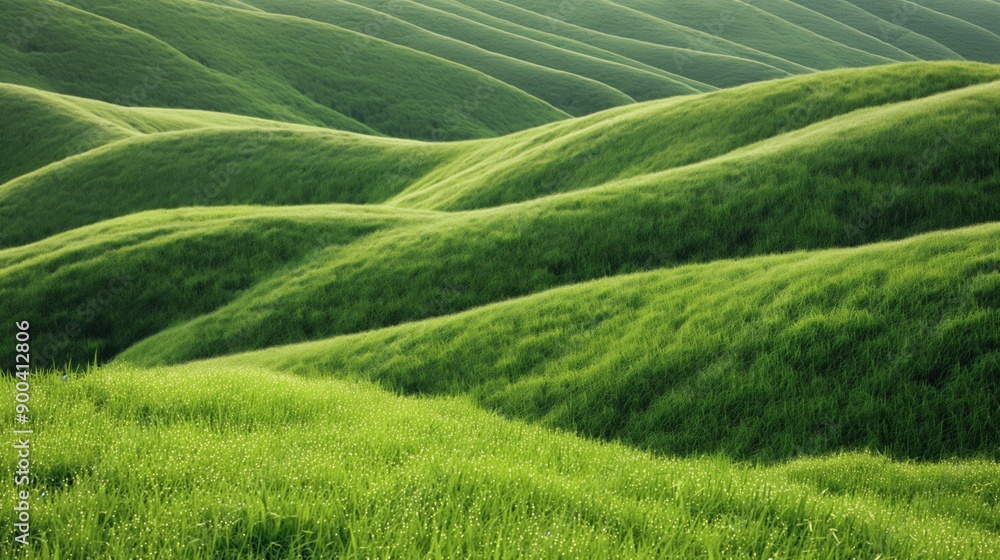Rolling Hills Covered in Lush Green Grass
