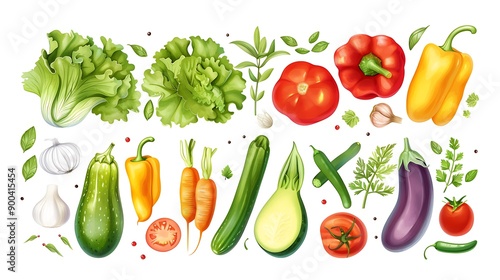 Fresh Vegetables Collection A Colorful Array of  Healthy Produce.
