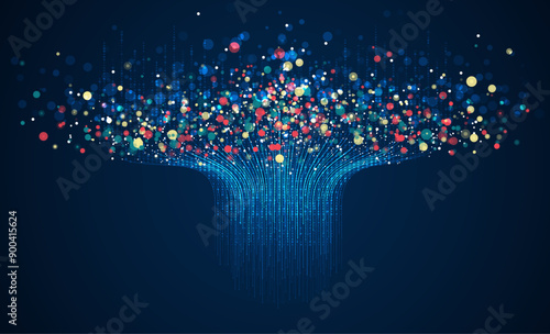Technology background. Big data visualization concept. Information artificial neural network