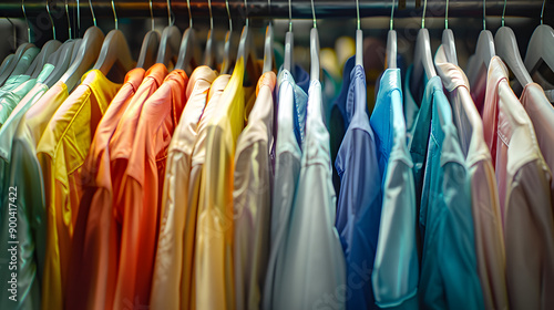 Wallpaper Mural Slow fashion Clothes on hangers in a shop showcase Recycled organic apparel  Torontodigital.ca