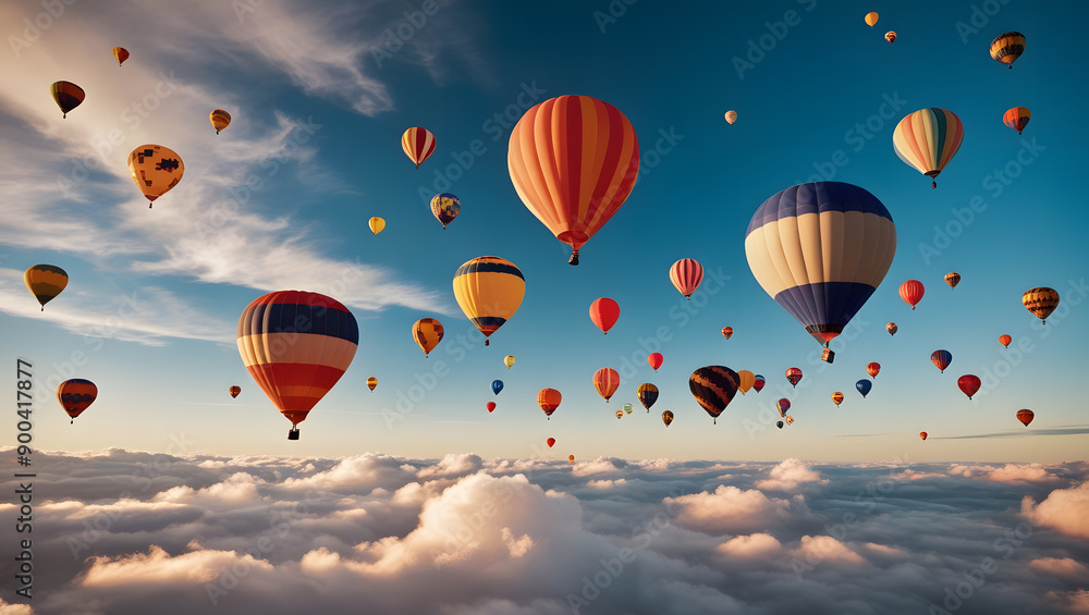 Fototapeta premium air balloons in the sky above the clouds