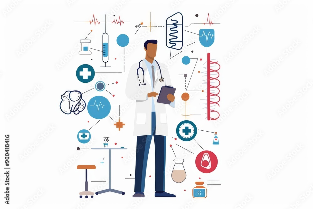 Conceptual medical illustration isolated created with Generative AI Conceptual medical illustration isolated created with Generative AI