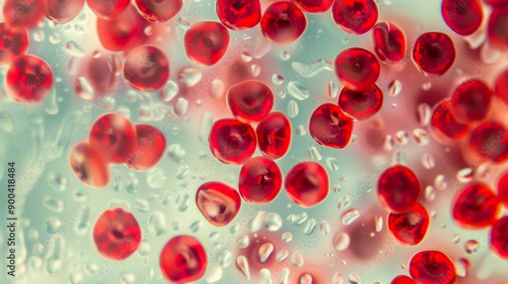 A collection of red spheres suspended in a clear liquid creates an aesthetically pleasing and abstract composition. A collection of red spheres suspended in a clear liquid creates an aesthetically pleasing and abstract composition.