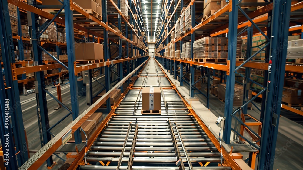 A warehouse equipped with automated storage and retrieval systems (ASRS) that maximize efficiency. A warehouse equipped with automated storage and retrieval systems (ASRS) that maximize efficiency.