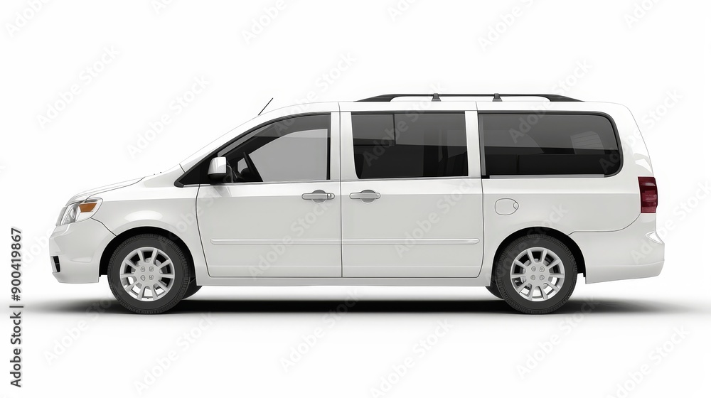 A white family minivan, set against a white background, highlighting its spaciousness and family-friendly design. A white family minivan, set against a white background, highlighting its spaciousness and family-friendly design.
