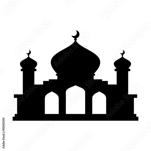 Muslim Mosque Silhouette background design in flat style. Islamic mosque design for your web site design logo icon, app, UI. Editable and scalable vector EPS format.