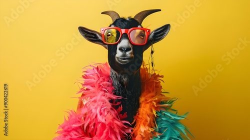 A Fashionable Goat in Sunglasses