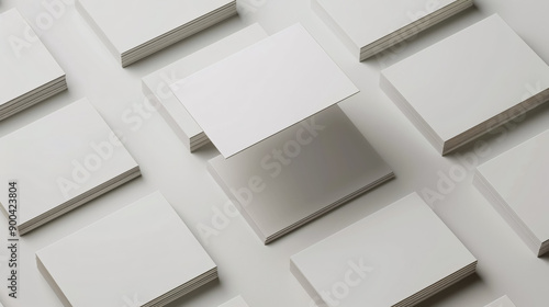 Group of Minimal Business Card Mockup Template: Displays a group of minimal business card mockups with ample copy space for logo or graphic design placement.