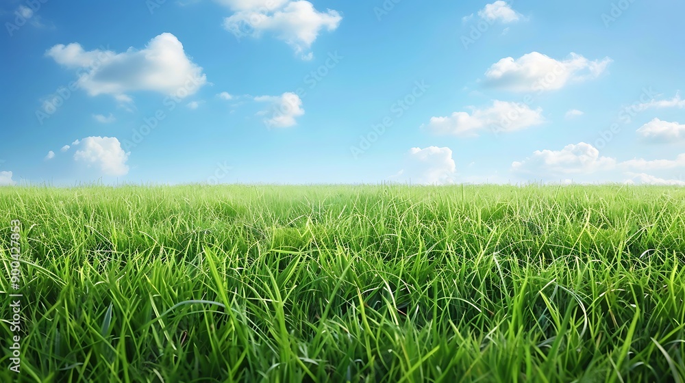 A Lush Green Meadow Under a Clear Blue Sky A Lush Green Meadow Under a Clear Blue Sky