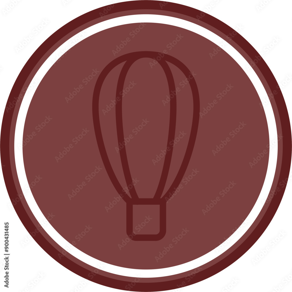 Hot air balloon Vector Line Double Circle Maroon Hot air balloon Vector Line Double Circle Maroon