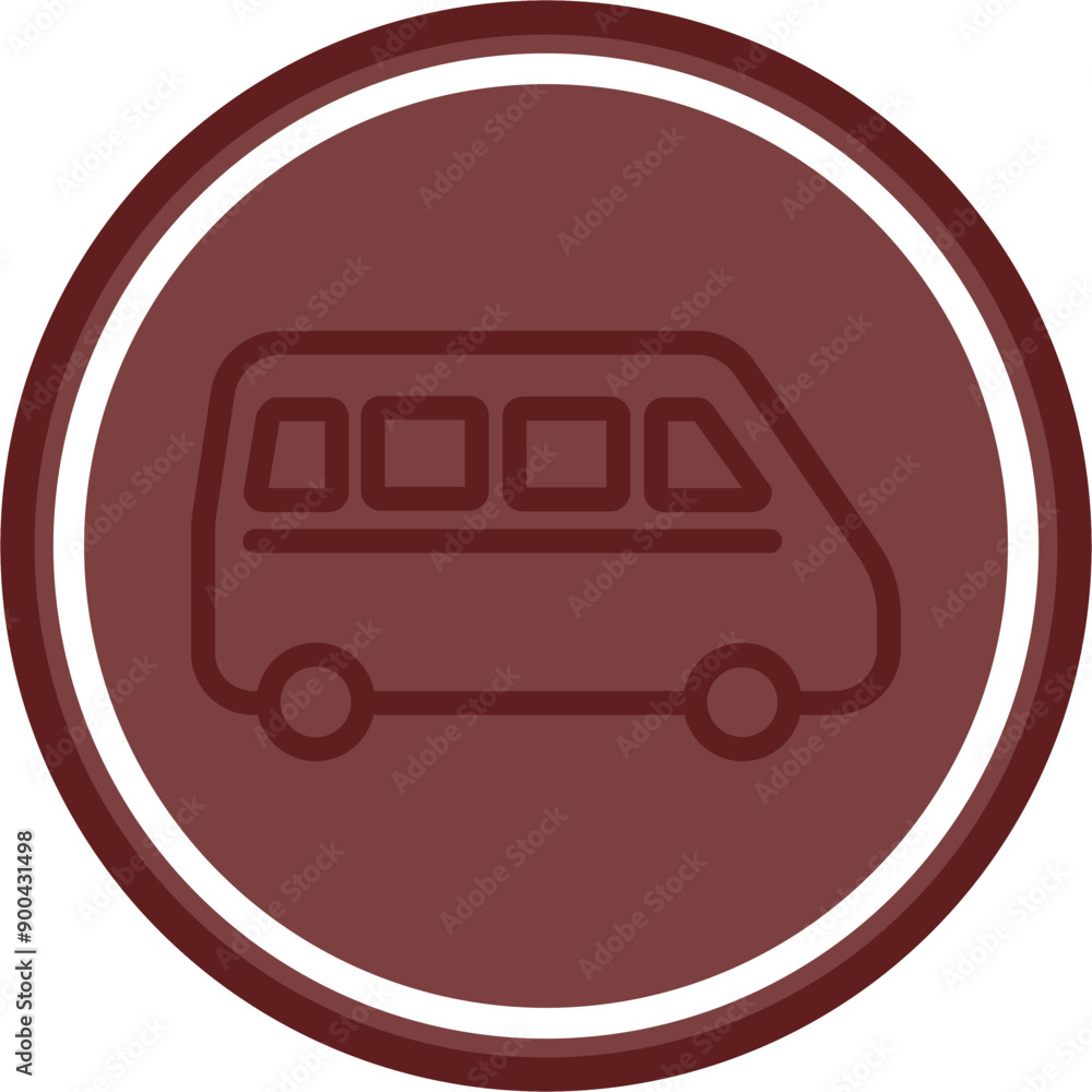 Van Vector Line Double Circle Maroon Van Vector Line Double Circle Maroon