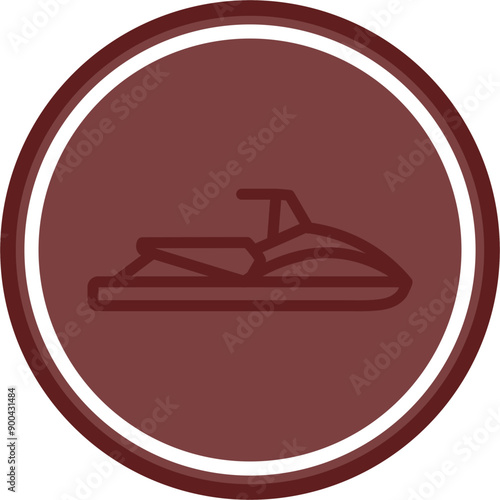 Jet ski Vector Line Double Circle Maroon