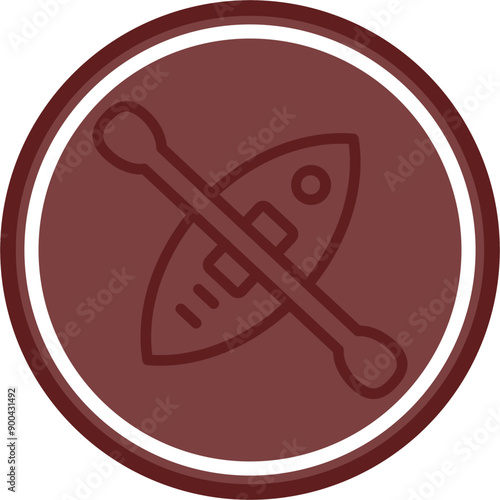 Kayak Vector Line Double Circle Maroon