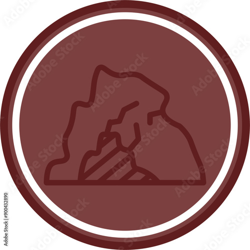 cave Vector Line Double Circle Maroon