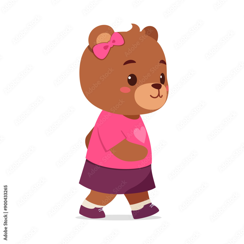 cute little bear walking and feeling happy cute little bear walking and feeling happy