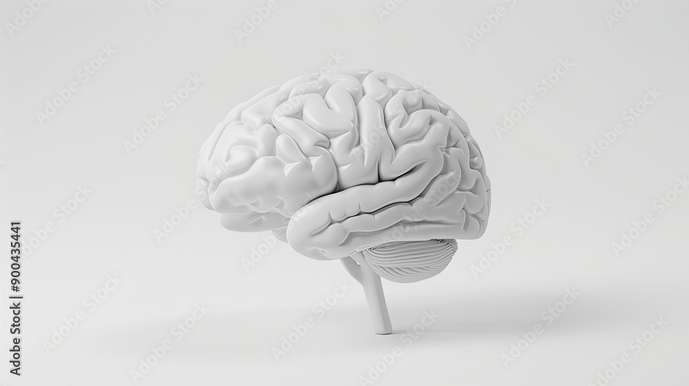 Realistic Model of a Human Brain on a Solid White Background Realistic Model of a Human Brain on a Solid White Background