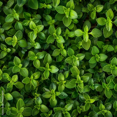 Thyme texture background, thymus leaf banner, Thymus vulgaris pattern, fresh herbal leaves banner