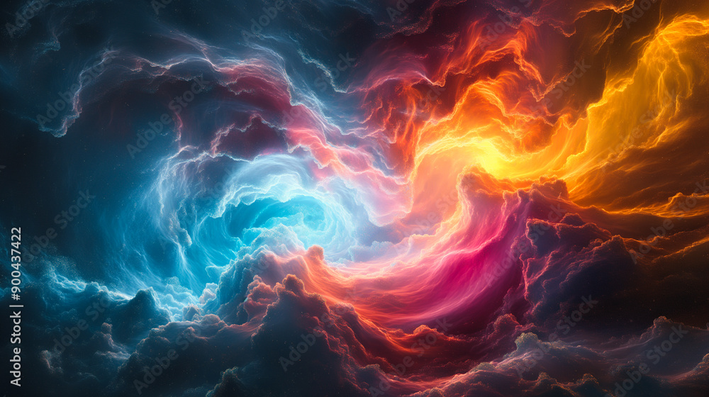 Illustrated abstract space background with glowing nebulae and swirling galaxies, ideal for sci-fi and futuristic visuals. Illustrated abstract space background with glowing nebulae and swirling galaxies, ideal for sci-fi and futuristic visuals.