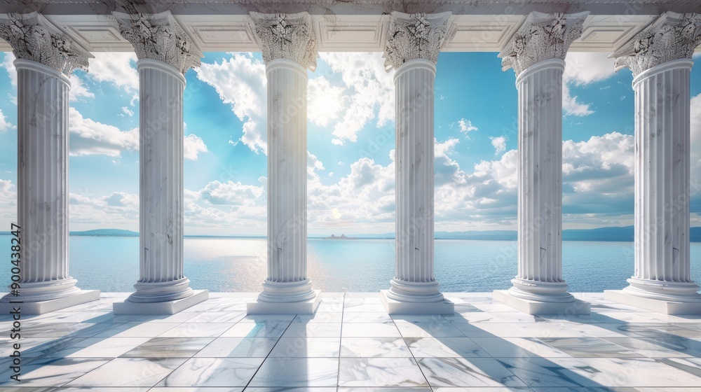 Fototapeta premium Classical Columns Framing a Sea View