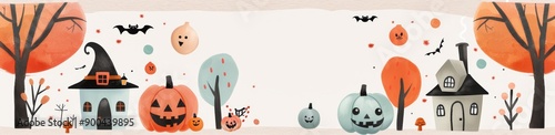 Watercolor Halloween Forest Scene