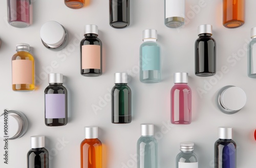 Colorful Bottles on a White Background