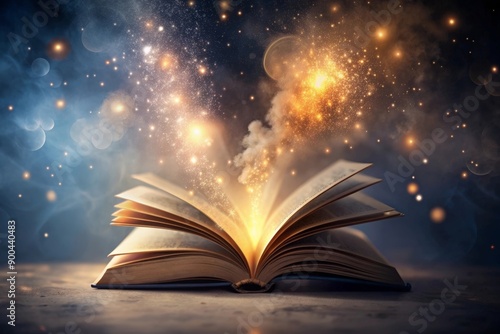 Obraz na płótnie Book seemingly floating in mid air surrounded my magical dust w salonie